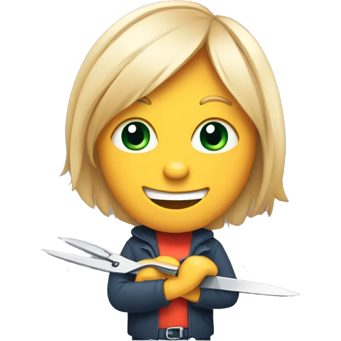 mischievous with scissors emoji