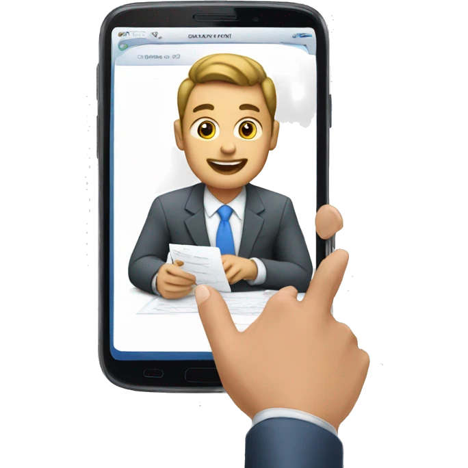 signing contract on cell phone screen emoji