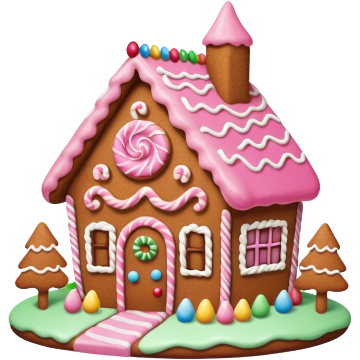 Gingerbread house pink emoji