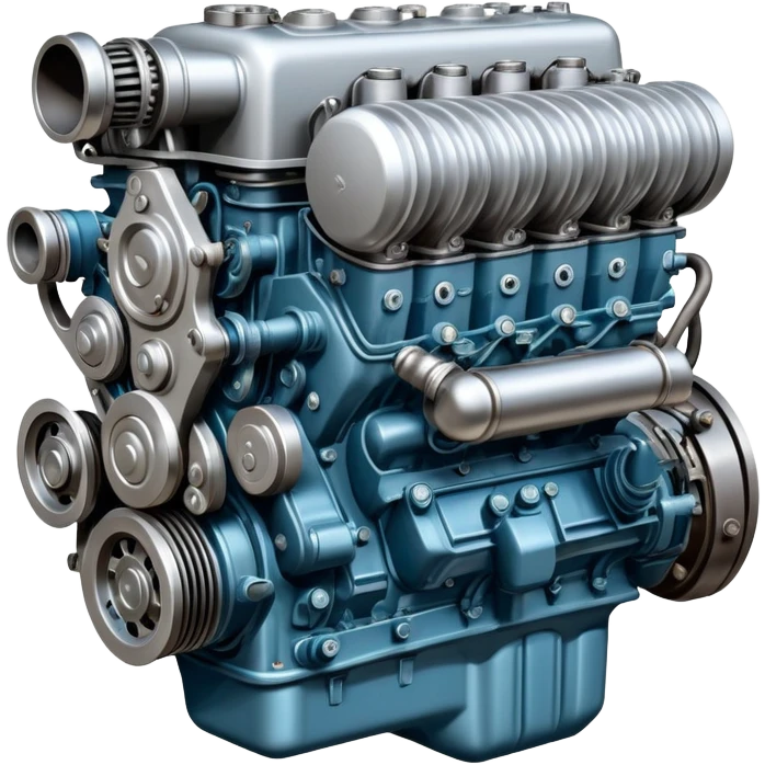 Detailed ZIL-130 V8 truck engine, Soviet automotive design, mechanical parts visible emoji