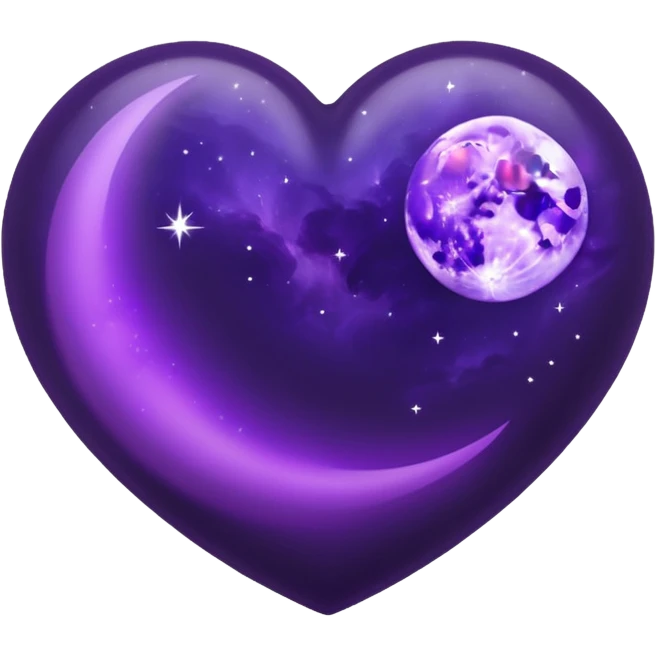 dark purple heart with a purple Moon emoji