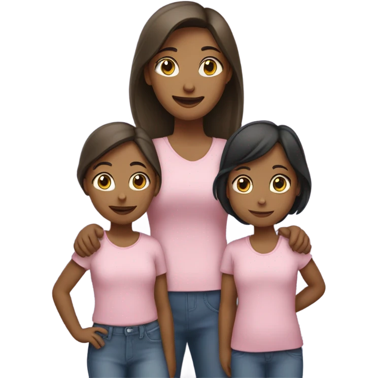 Mother with 2 girls  emoji
