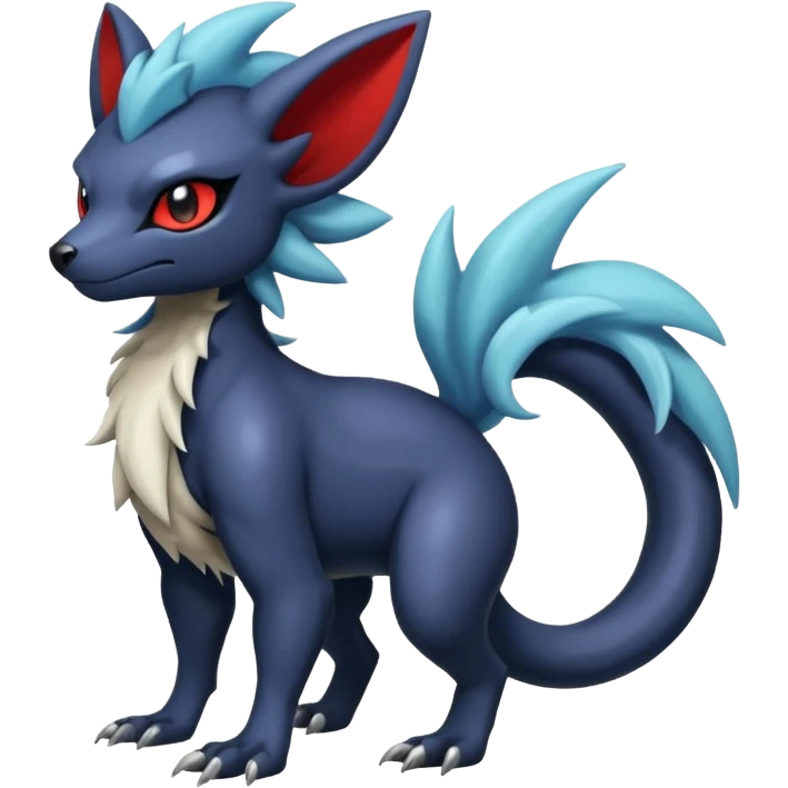 Exotic colorful cool handsome elemental tropical Zorua-Absol-Salandit-fusion (full body) emoji