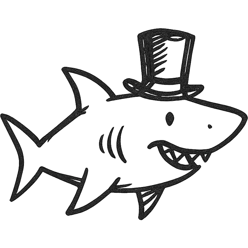 Shark with a top hat emoji