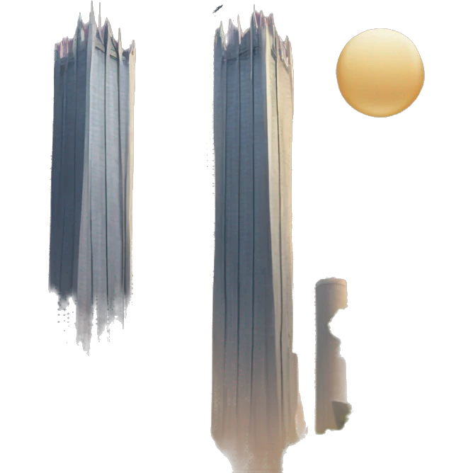 Two towers with plane going towards it  emoji