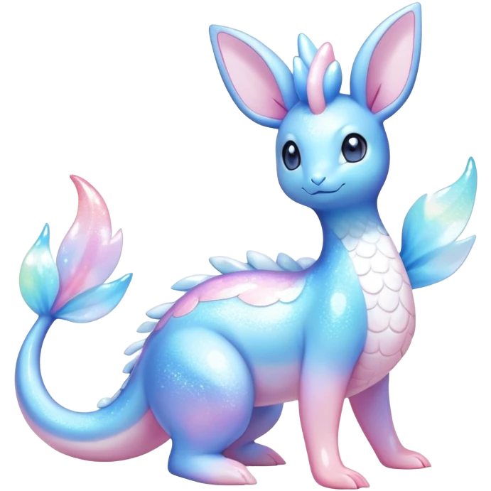 Shiny Exotic Colorful Ethereal Sparkly Sylveon-Lapras-Amaura-Aurorus-Fakémon-hybrid-creature (full body)  emoji
