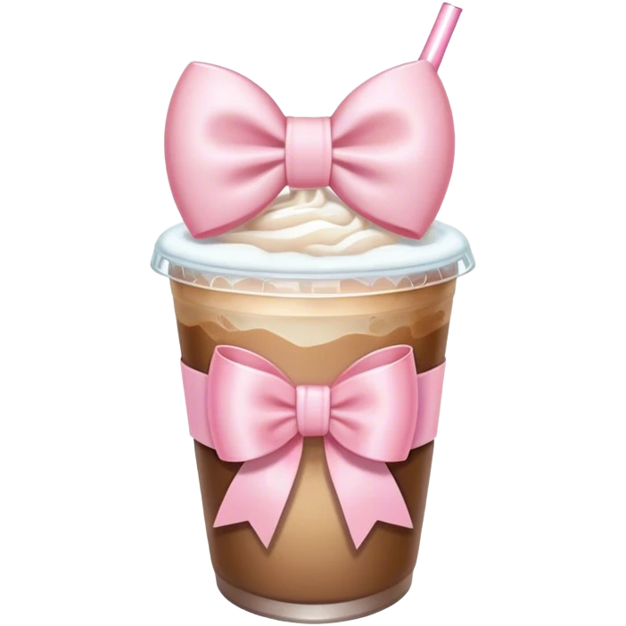light pink bow on light pink bow on a ice coffe emoji