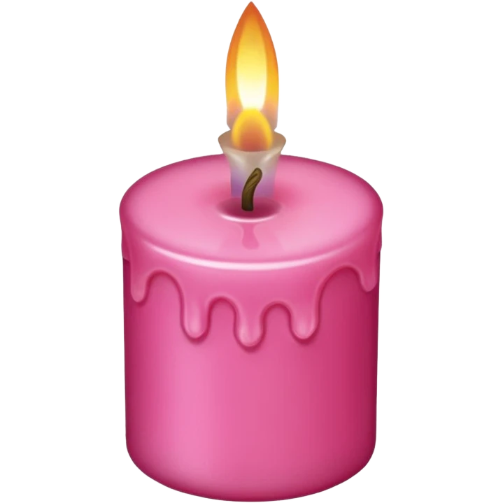 A pink candle with a flame on it, viewed from above. emoji
