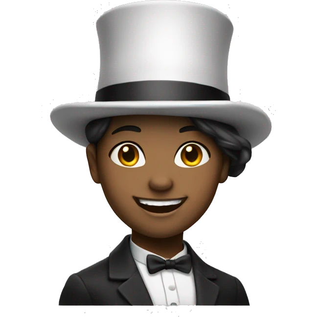 smiling girl white skin, in top hat emoji