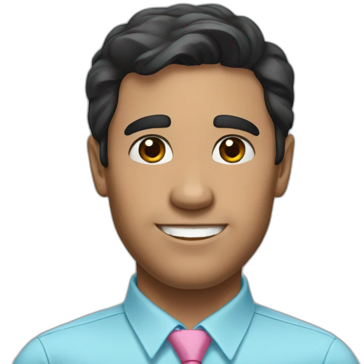 a Brazilian man with short black hair wearing a light blue shirt and a pink tie  emoji