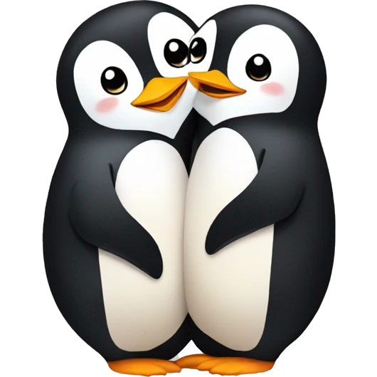 Penguins hugs each other  emoji
