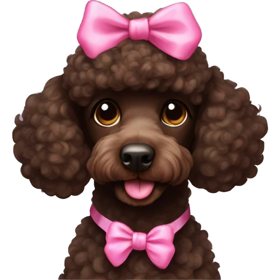dark brown poodle with pink bow on head emoji