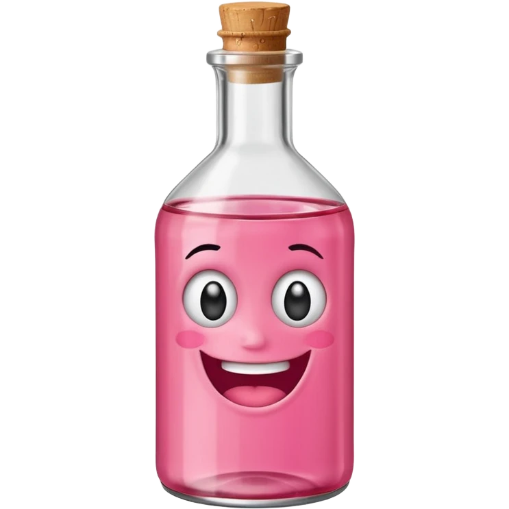 Smiling bottle of oil pink with silly face emoji