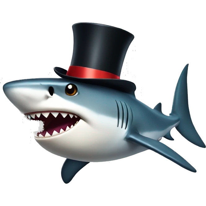 Shark with a top hat emoji