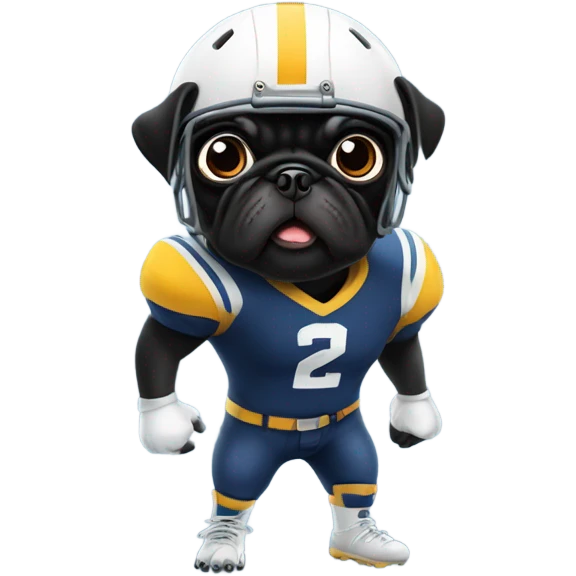 Black pug in a football uniform emoji