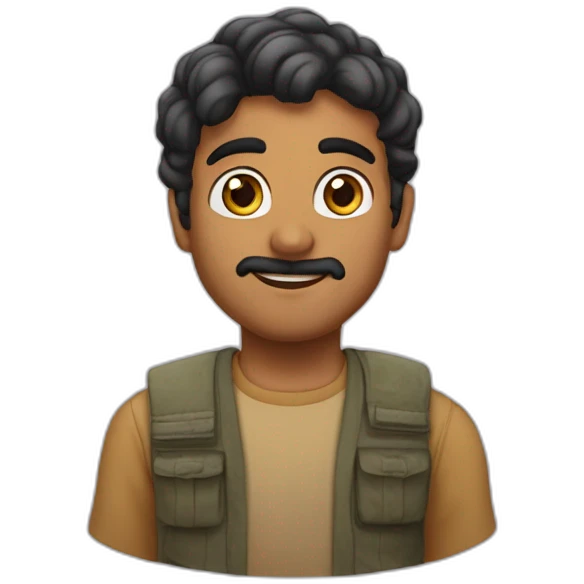  ارجل شعره اسود ولابس قناع احمر emoji