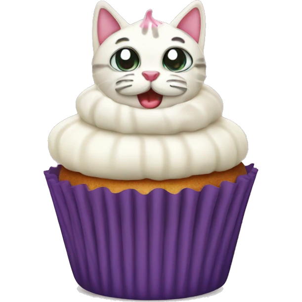 Cupcake with a Cat head and cream on top emoji