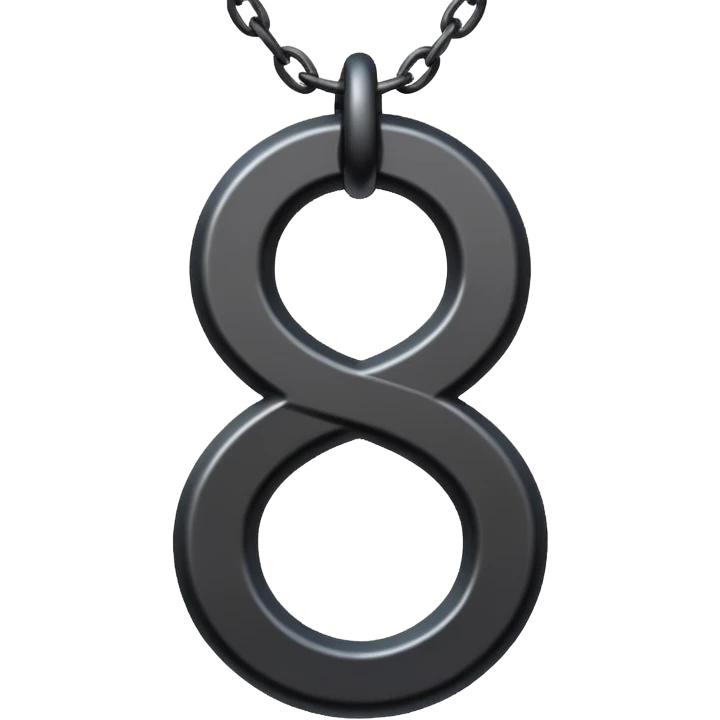 Emoji, gothic chain link shaped as number 8, forged from matte black steel, thick industrial form, subtle metal texture, no glow, no neon, flat emoji design, centered, transparent background emoji