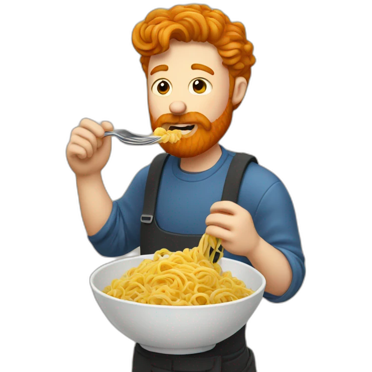 a ginger man with beard eating pasta emoji