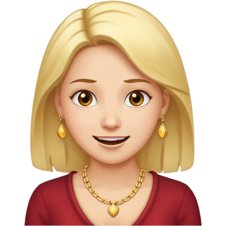 Female with Gold Necklace, fair skin, different expressions. emoji