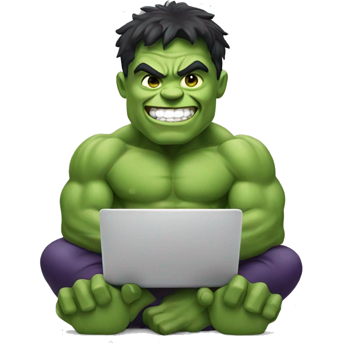 happy hulk working on laptop emoji