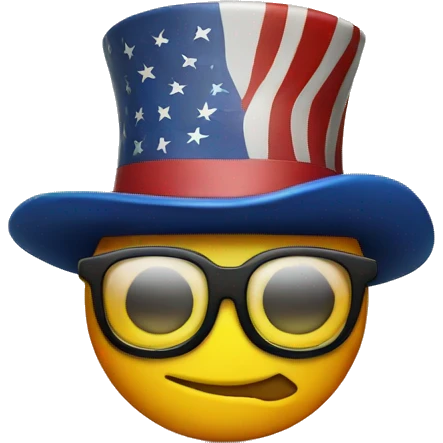 American flag with glasses and top hat emoji