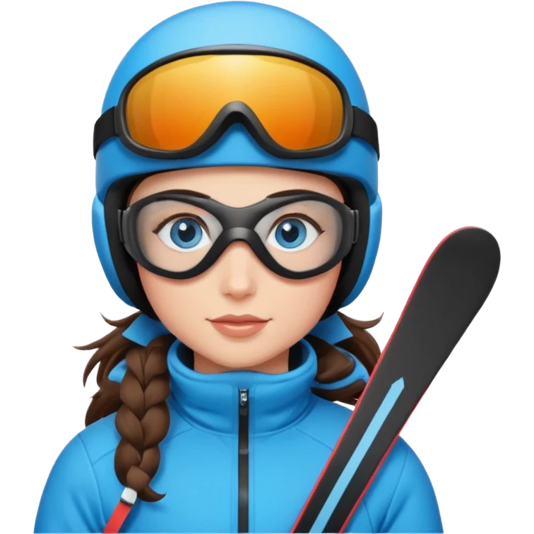 brunette with blue eyes skiing downhill  emoji