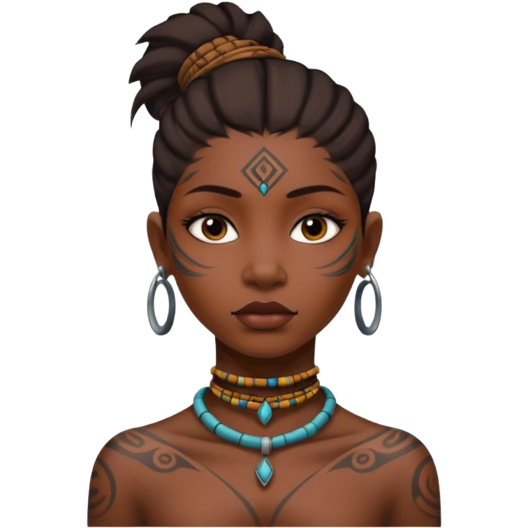 tribal girl Tattooed, empty neck emoji