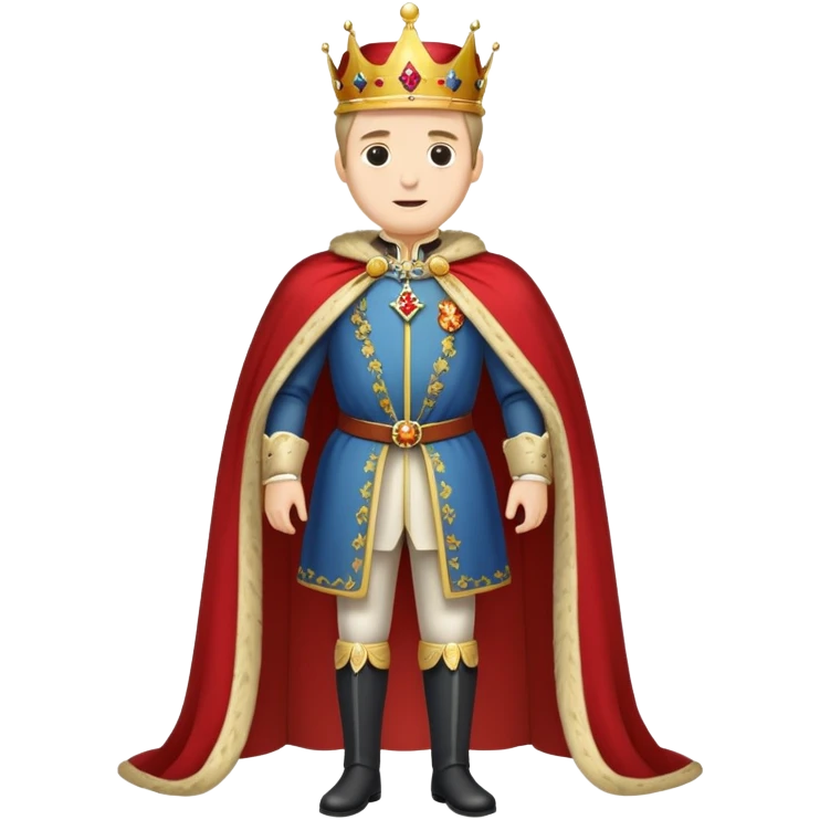 Full body of Carlos I of Spain, Habsburg king standing in royal attire with crown, cape, and prominent jaw emoji
