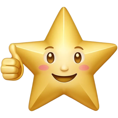 motivational star with thumbs up emoji