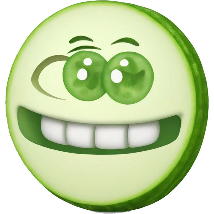 Smiley emoji with cucumber on its eyes emoji