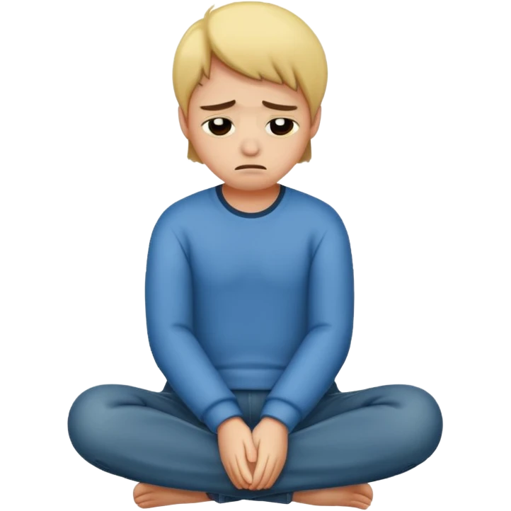 A person sitting with sad feeling emoji