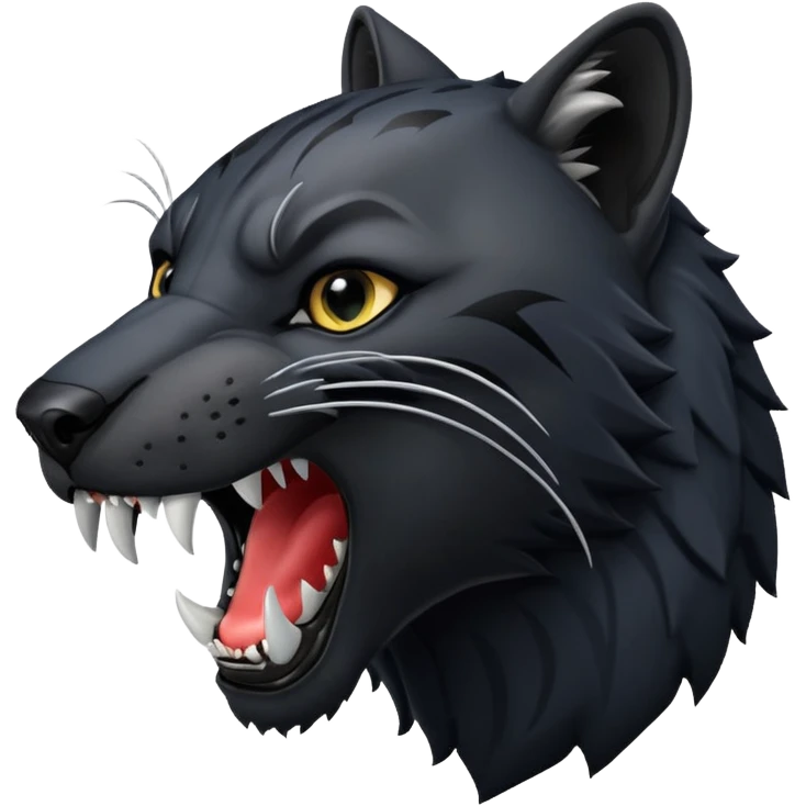 A black panther biting a wolf emoji