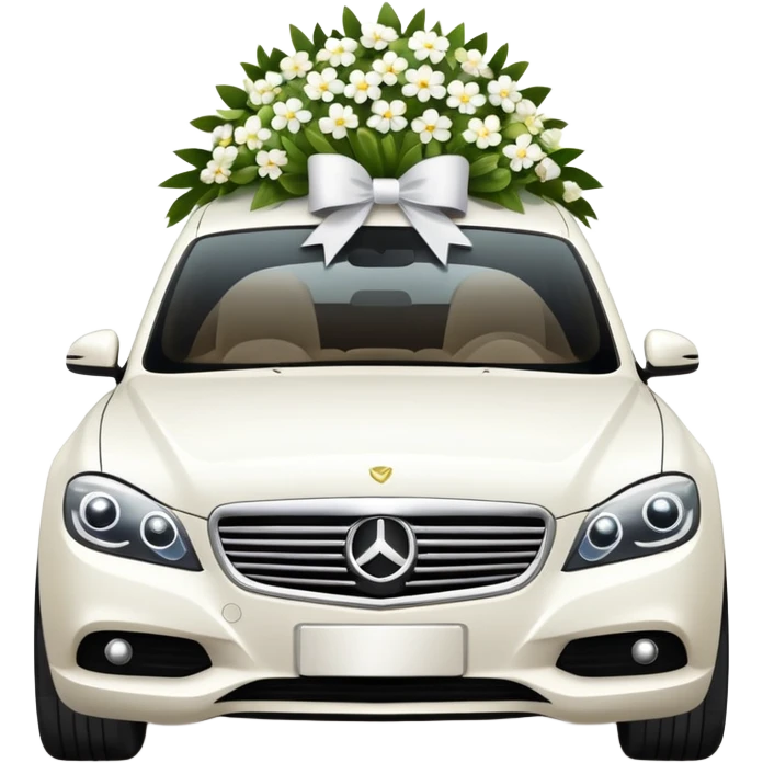 luxury car with wedding decorations, horizontal emoji