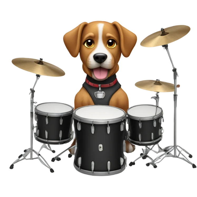 Dog playing drums emoji