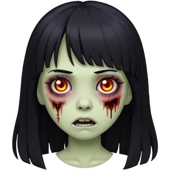 Girl zombie with long black hair And bangs emoji