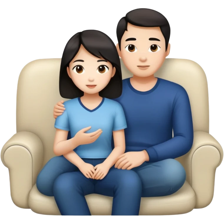 Asian girl sitting on white guy’s lap emoji
