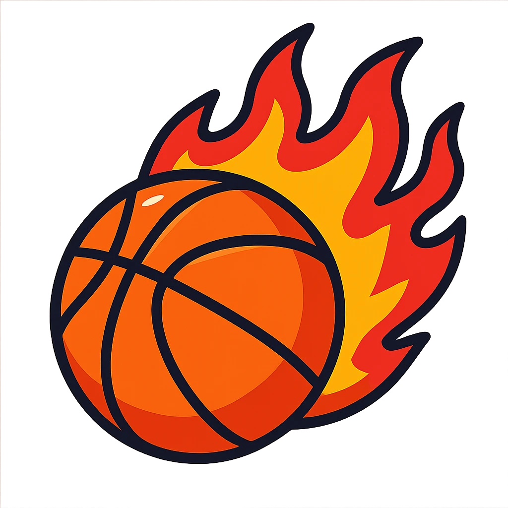basketball on fire in vibrant toon cartoon style emoji