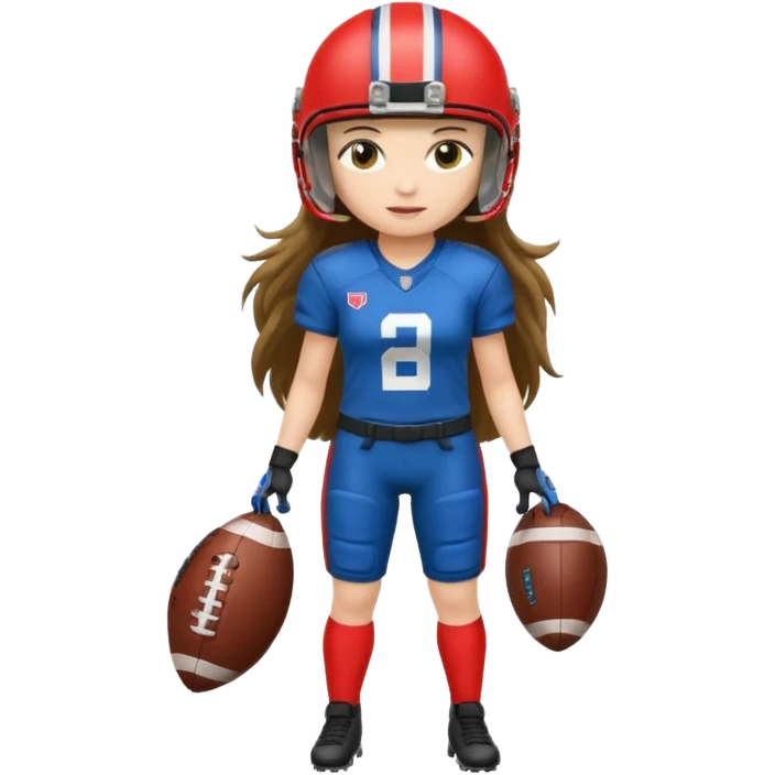 Long Haired Football Players, Female player, full body emoji