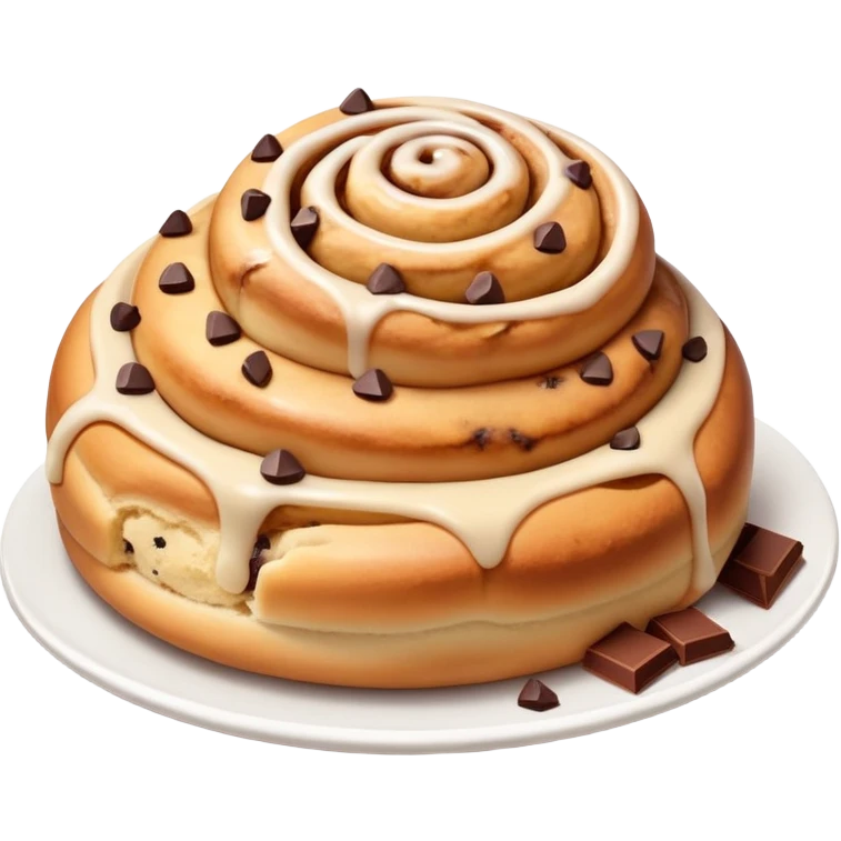 Cinnamon roll topped with cookie dough scoop emoji