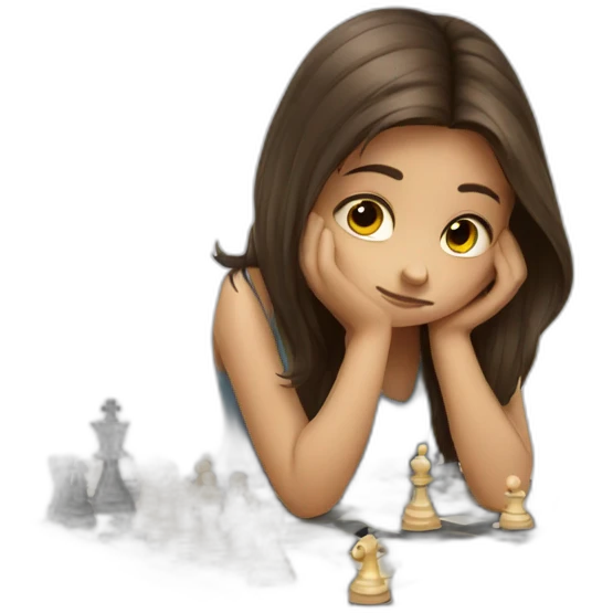 girl playing chess, she's sad emoji