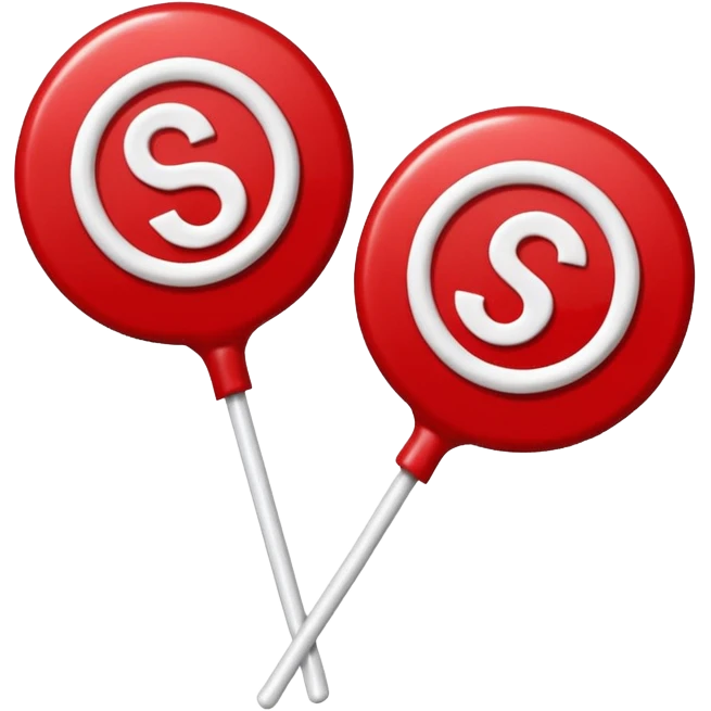 2 Christmas red lollipops with white "S" logo emoji