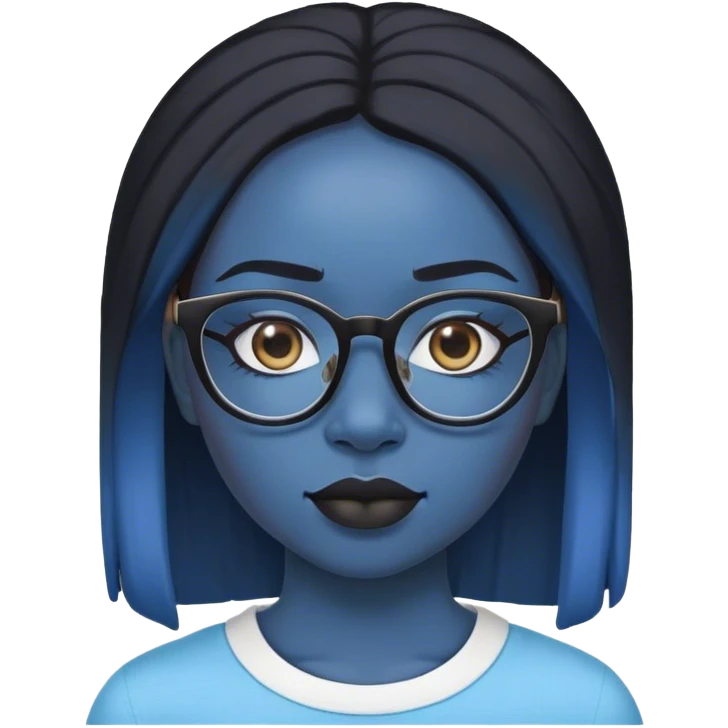blue black girl in glasses emoji