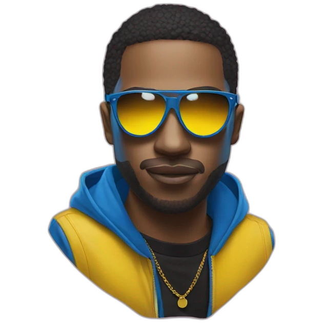 Uk rapper with yellow mask and blue sunglasses emoji