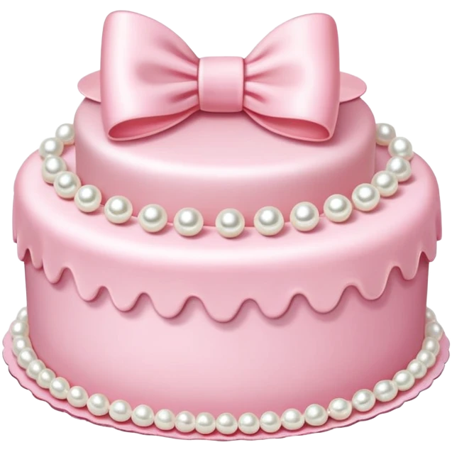 light pink cake decorated with pearls and a light pink bow on top emoji