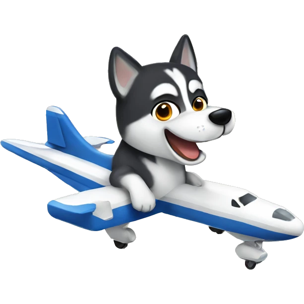 Husky flying a plane emoji