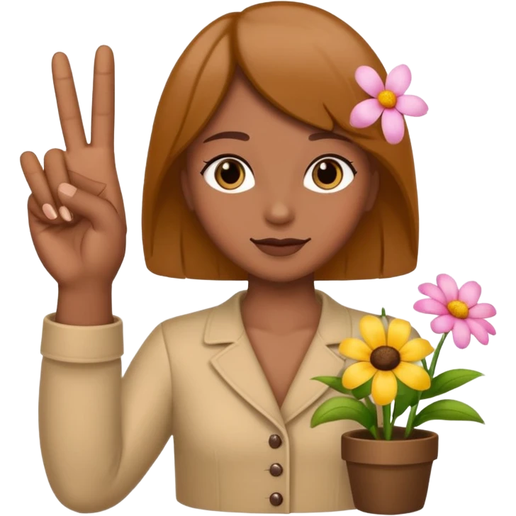 💐 and middle fingers remove the person more flowers, middle fingers only with non metallic hands. Top left is closest so far. Fix so that there are five fingers not six and the middle one shoulder be up emoji