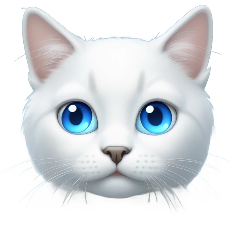 White cute cat with blue glowing eyes   emoji