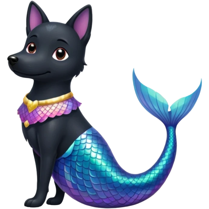 Black dog with mermaid tail emoji
