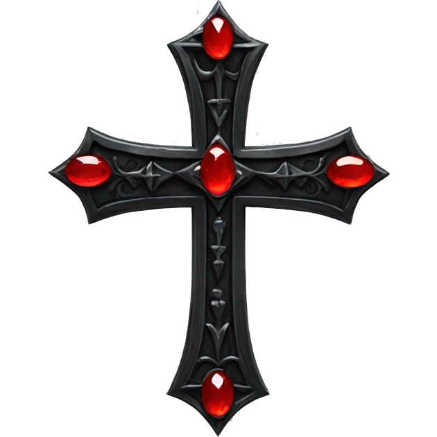 Black cross gothic with red gems emoji